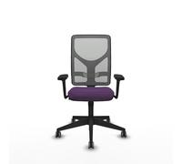 Chaise Motilla Synchro 3 positions tissu Pourpre Maille Gris Base pyramidale noire Accoudoir 3D Sans appui-tête Roulettes 65mm pour moquette