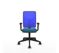 Chaise Motilla Synchro 3 positions tissu Vert pétrole Maille Bleu Base pyramidale noire Accoudoir 1D Sans appui-tête Roulettes 65mm nylon
