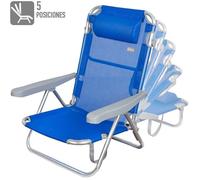 Aktive Chaise pliante 5 positions avec coussin 60x47x83 cm Bleu