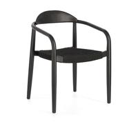 Chaise Nina en bois d'acacia massif finition noir mat et corde noire FSC 100%