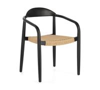 Chaise Nina en bois d'acacia massif finition noire et cordon papier beige FSC 100%