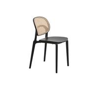 Kosmi Chaise Noire, Assise Bois et cannage Naturel