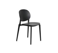 Chaise noire en résine, assise et dossier en Bois naturel teinté