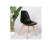 Kosmi Chaise Style scandinave modèle Gabby - Coque en résine Noire et Pieds en Bois Naturel