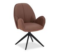 Chaise oeuf moderne cuir bouclé marron