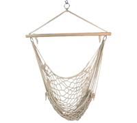 Chaise oscillante à Corde en Coton Beige, Chaise de hamac avec Gland pour Une Utilisation intérieure et extérieure, Patio, Porche et Jardin