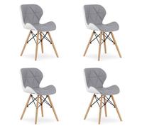 Chaise - OSKAR - LAGO - Éco-cuir - Gris-Blanc - Lot de 4