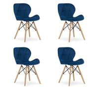 Chaise - OSKAR - LAGO - Velours bleu marine - Lot de 4 - Design moderne