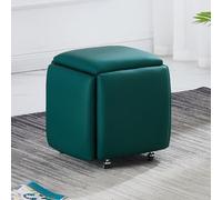 Chaise ottomane gigogne 5 en 1, Tabouret de canapé empilable en Cuir PU, Banc Ottoman carré, Repose-Pieds Mobile, Chaise de Toilette avec roulettes pivotantes, for Salon, Salle à Manger(Green)