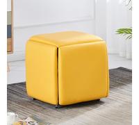 Chaise ottomane gigogne 5 en 1, Tabouret de canapé empilable, Repose-Pieds Mobile, Banc Ottoman carré, Chaise de Toilette avec roulettes pivotantes, for Salon, Chambre à Coucher(Yellow)