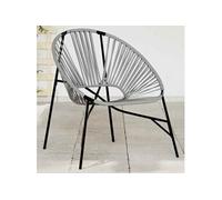 Chaise ouf de jardin noir et gris clair résine tressée, chaise oeuf, siège de jardin, chaise de patio 4009289