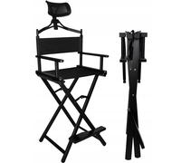 Chaise oxford cosmétique pliante en aluminium pour maquillage et coiffure noir