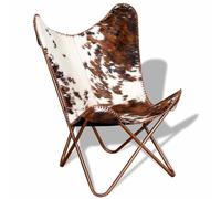 Chaise papillon marron et blanc cuir de vache