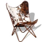 Chaise papillon marron et blanc cuir de vache Brun G