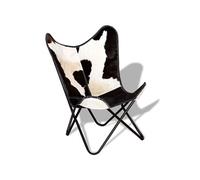 Chaise papillon noir et blanc cuir de vache