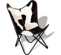 Chaise papillon noir et blanc cuir de vache Noir G