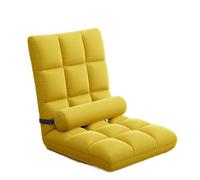 Chaise Paresseuse Rembourré avec Dossier 90°-180°et Oreiller Fauteuil De Sol Pliable Paresseux Tatami Chaise De Sol Dossier Multiposition Fauteuil Bas Convertible pour Maison Bureau(Yellow)