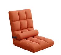 Chaise Paresseuse Rembourré avec Dossier 90°-180°et Oreiller Fauteuil De Sol Pliable Paresseux Tatami Chaise De Sol Dossier Multiposition Fauteuil Bas Convertible pour Maison Bureau(Orange)