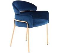 Chaise Design en Velours "Corey" 79cm Bleu