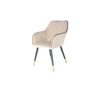 Chaise Déco en Velours "Amino" 86cm Beige & Or