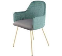 Chaise Déco en Velours "Richard" 85cm Vert & Gris