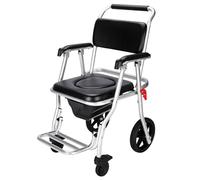 Chaise PercéE à Roulettes, Fauteuil Roulant De Salle De Bain LéGer, Fauteuil Roulant De Douche Pliable En Alliage D'Aluminium 4 En 1, Pour Les Personnes AgéEs, BlesséEs Ou HandicapéEs