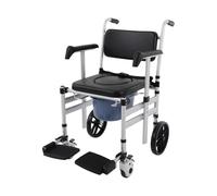 Chaise percée autoportante en aluminium avec roulettes - Charge maximale : 150 kg - Hauteur réglable de 46 à 51 cm - Avec sécurité de ceinture - Pour personnes âgées et handicapés