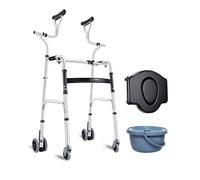 Chaise percée avec déambulateur vertical, 4 roues amovibles, hauteur réglable, aide à la mobilité médicale pliable, capacité de charge 180 kg