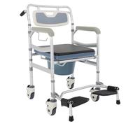 Chaise percée avec roulettes - Chaise de douche pour personnes âgées, jusqu'à 172 kg - Réglable - Siège de douche pour patients, personnes âgées, handicapées, femmes enceintes (B)