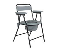 Chaise percée Bm Médical CP-200-P, Seau de 7 litres, Léger et portable pour une manipulation aisée - cadre noir