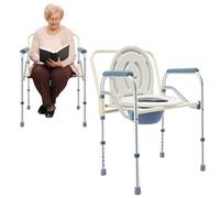 Chaise percée - Chaise de douche pliable pour personnes âgées - 150 kg - Chaise de nuit pliable avec accoudoirs - Aide aux toilettes hygiénique - Hauteur réglable - Pour toilettes et douche