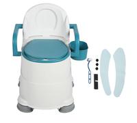 Chaise Percée de Chevet à Double Seau, Chaise de Toilette Portable Antidérapante, Accoudoirs Plus Larges, Dossier rembourré Doux, Chaise de Toilette de Chevet pour Personnes âgées