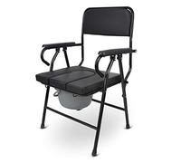 Chaise percée de chevet extra large avec poignées rembourrées - Chaise de toilette pliante pour personnes âgées et handicapées - Comprend un seau et un tabouret de bain pour femme enceinte - Essentiel