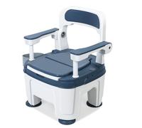 Chaise percée de chevet portable pour adulte avec poignées, hauteur réglable, siège de toilette mobile pour personnes âgées handicapées, capacité de 400 kg, bleu