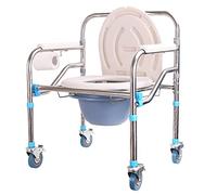 Chaise percée de chevet robuste, capacité de 299,4 kg, chaise de douche portable avec accoudoirs, 4 roues verrouillables, hauteur réglable pour personnes âgées et handicapées