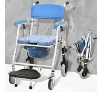 Chaise percée de douche réglable en hauteur avec quatre roues et freins