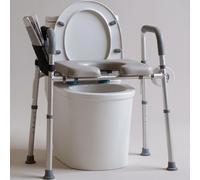 Chaise percée de nuit pour personnes âgées avec siège rembourré et accoudoirs, hauteur réglable sur 5 niveaux, siège de toilette surélevé, 136 kg