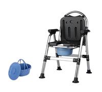 Chaise percée de toilette pour personnes âgées, chaise pliante 3 en 1 avec réglage de la hauteur, cadre en acier pouvant supporter jusqu'à 150 kg, facile à déplacer et à nettoyer