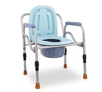 Chaise percée for personnes âgées et handicapées, chaise de toilette for femmes enceintes, cadre pliable en acier inoxydable avec coussin, double accoudoir antidérapant