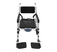 Chaise percée mobile 3 en 1 pour personnes âgées, siège en U, chaise de douche, avec roulettes et ceinture de sécurité, hauteur réglable et pliable, charge maximale : 150 kg, en aluminium, pour