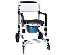 Chaise percée mobile, siège de toilette pliable, siège de toilette avec accoudoirs et dossier, fauteuil roulant avec roulettes, chaise de douche, déambulateur en aluminium