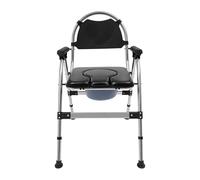 Chaise percée pliable pour personnes âgées, chaise d'appoint avec lit pan, fauteuil roulant de douche avec plaque d'assise rembourrée pour femmes enceintes, accoudoirs et largeur d'assise réglables