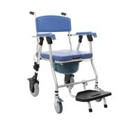 Chaise percée pliable pour personnes âgées - Charge maximale : 150 kg - Chaise de douche antidérapante avec accoudoirs à roulettes et seau amovible (sièges durs)