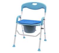 Chaise percée pliable pour personnes âgées - Hauteur réglable - Charge maximale : 100 kg - Chaise de douche antidérapante avec plaque d'assise et seau de toilettes