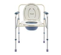 Chaise percée pliable pour personnes âgées, jusqu'à 150 kg, chaise de nuit réglable en hauteur avec seau, siège de toilette, tabouret pour personnes âgées, handicapées et femmes enceintes, poignées