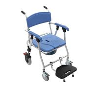 Chaise percée pliante avec 4 roulettes - Chaise WC réglable en hauteur - Chaise de toilette mobile 3 en 1 - Chaise de douche pour la maison, l'hôpital - Siège souple