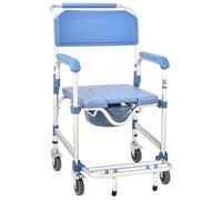 Chaise percée pliante avec roulettes et coussin pour personnes âgées et handicapées