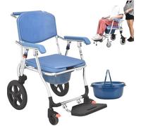 Chaise percée pliante avec roulettes pour personnes âgées et handicapées, retrait facile de la propreté, chaise percée de douche mobile