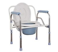 Chaise percée pliante en acier inoxydable réglable en hauteur pour personnes âgées avec seau amovible
