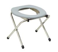 Chaise percée pliante en acier portable pour siège de camping Capacité de 99,8 kg pour salle de bain, camping, voyage - Tabouret de toilette pliable pour adulte - Pot de toilette antidérapant